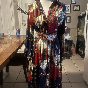 Chic Long Sleeve Patterned Dress